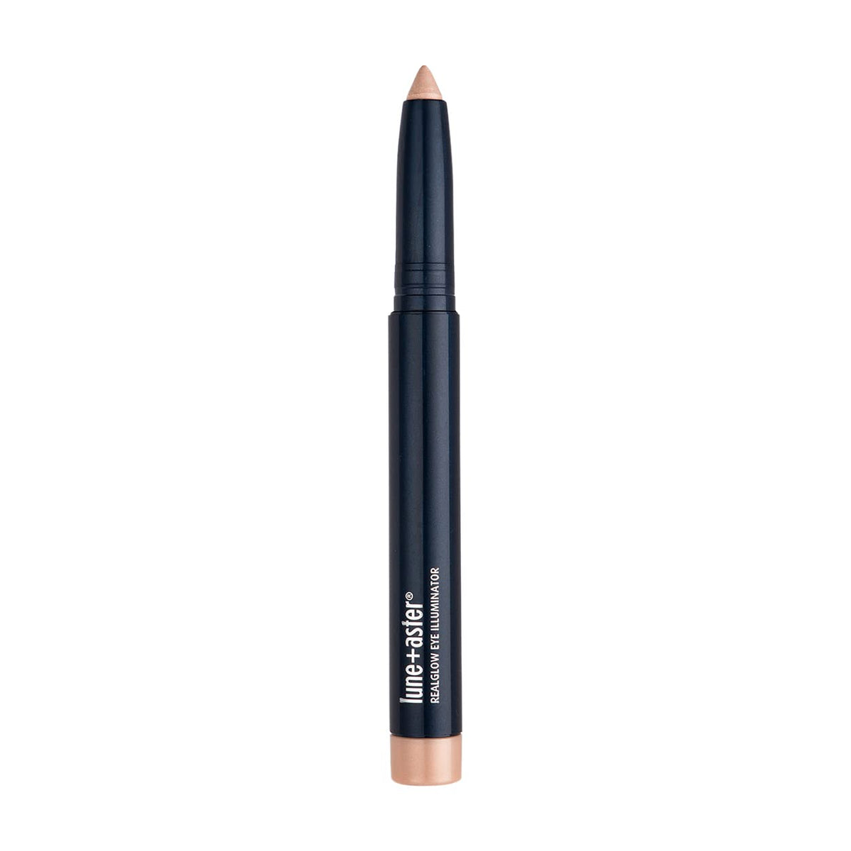 Lune+Aster front view of silky champagne crayon showing packaging and benefit