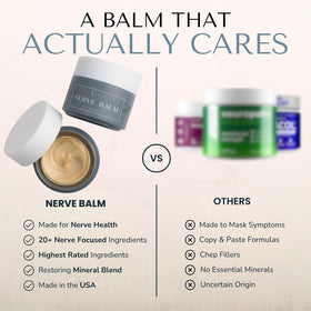 Lune nerve balm with arnica and hemp visuals emphasizing natural ingredient support