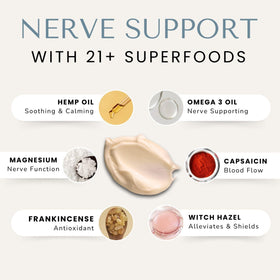 Lune nerve balm open jar texture highlighting smooth, fast-absorbing formula