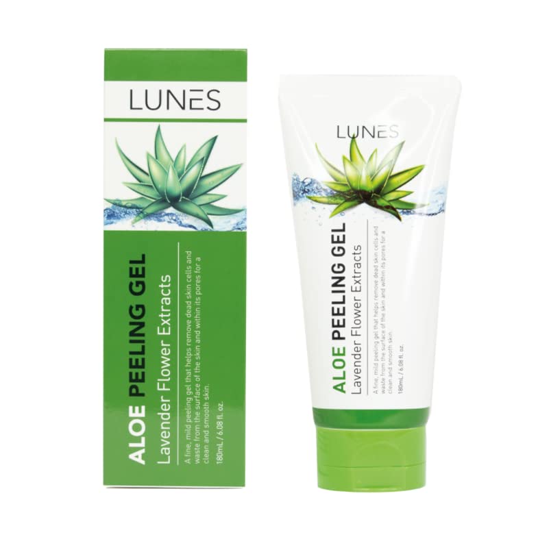 LUNES aloe peeling gel front packaging showing clean label and volume