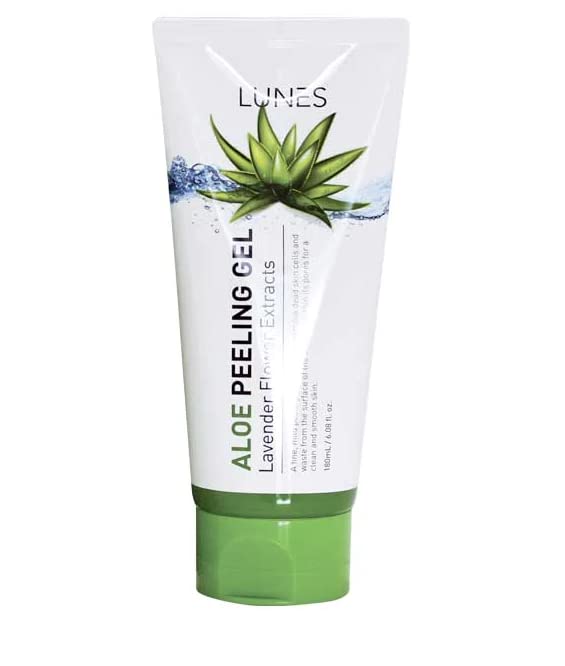 LUNES aloe peeling gel in-hand application demonstrating easy massaging