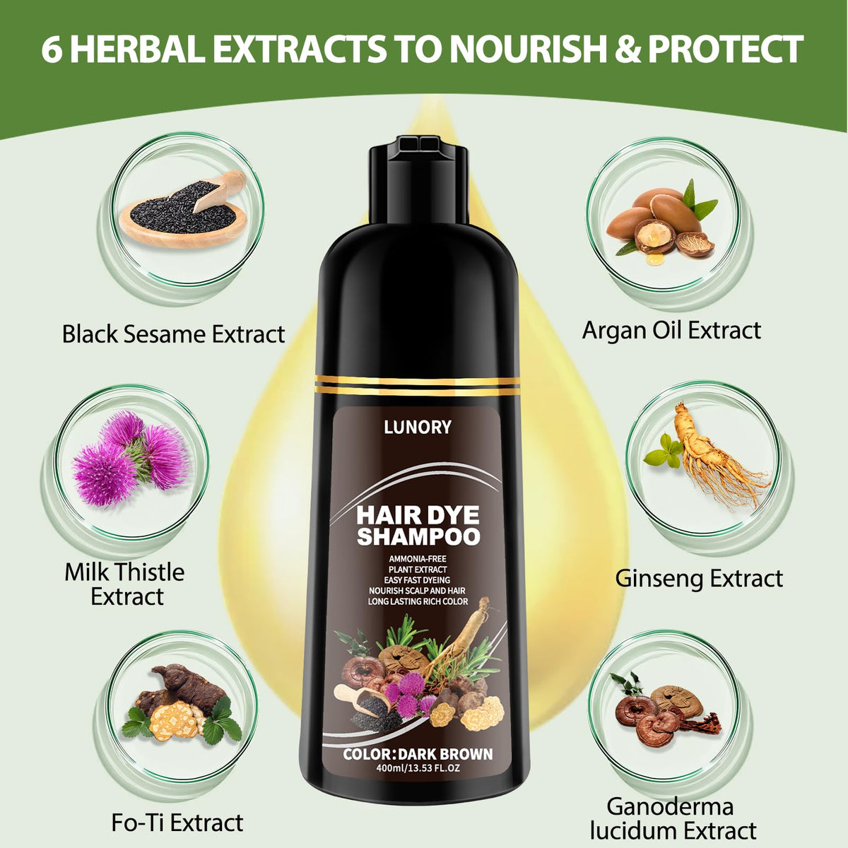 Lunory foamy texture on hair demonstrating easy lather and coverage