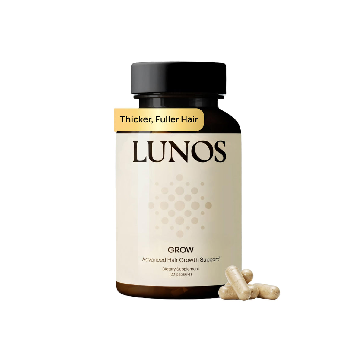 Lunos front packaging showing bottle and clean label benefit clarity