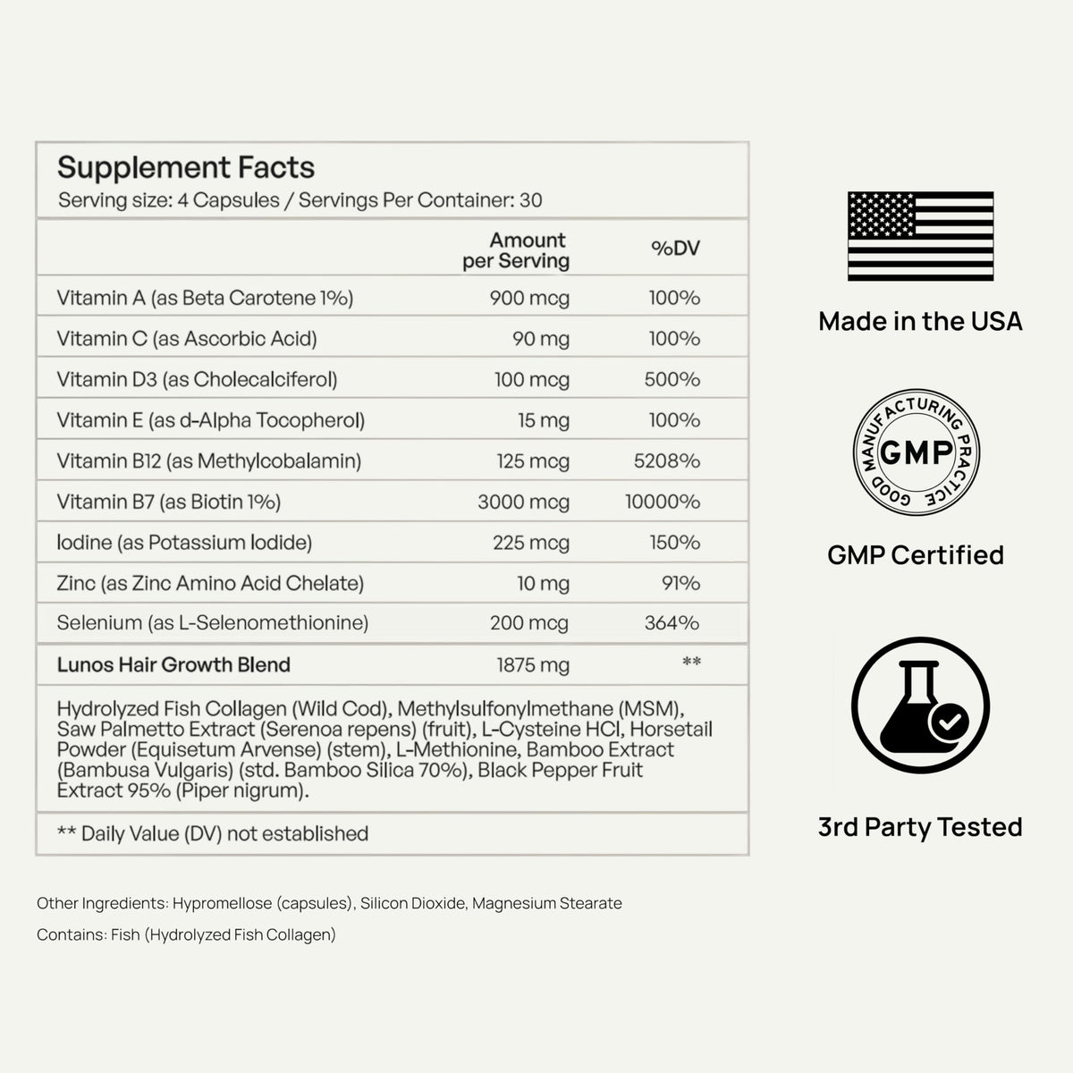 Lunos third-party testing badge symbolizing purity and potency assurance