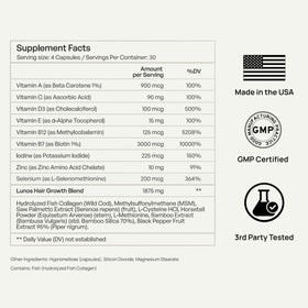 Lunos third-party testing badge symbolizing purity and potency assurance