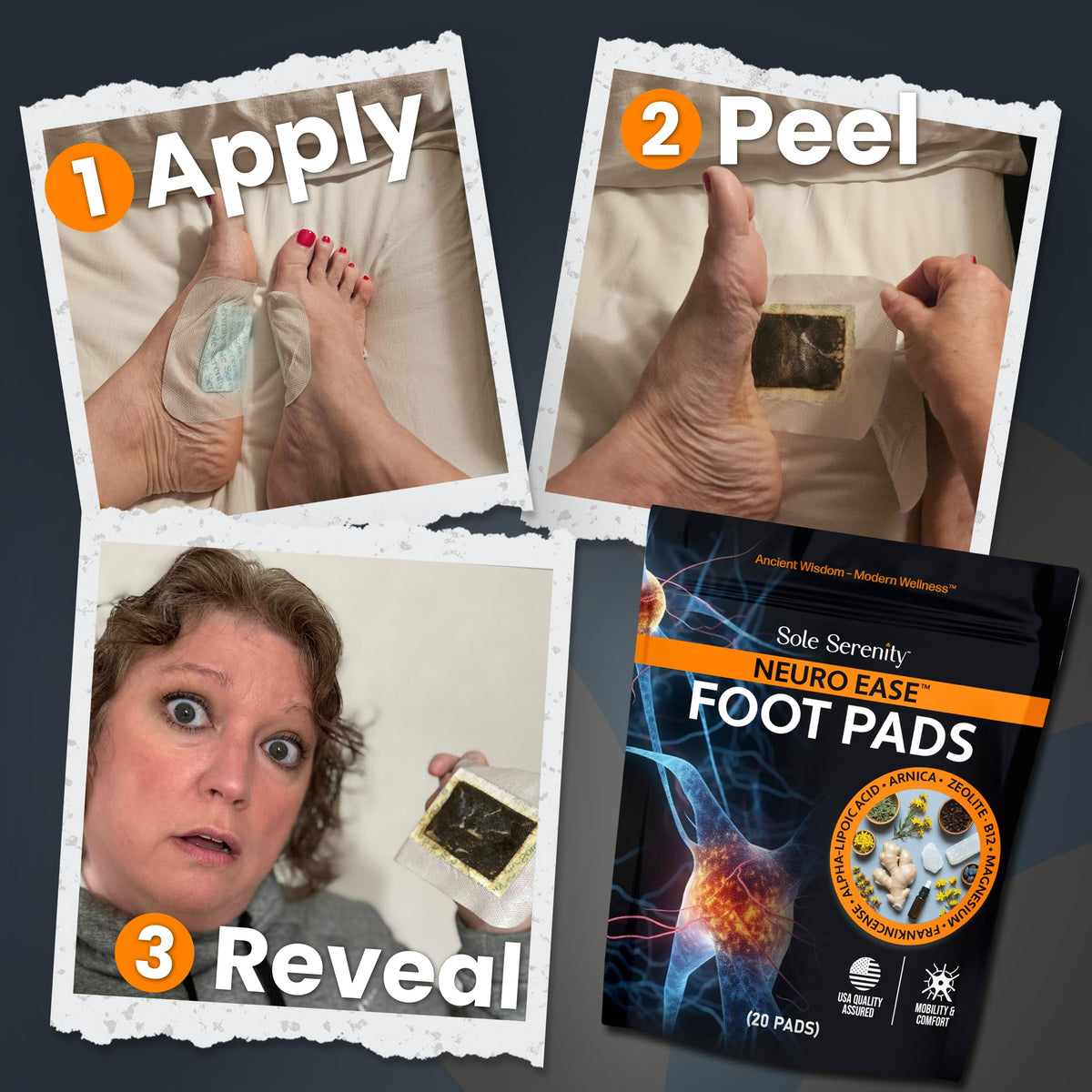 Lure Essentials foot with sock overnight showing secure, comfortable wear