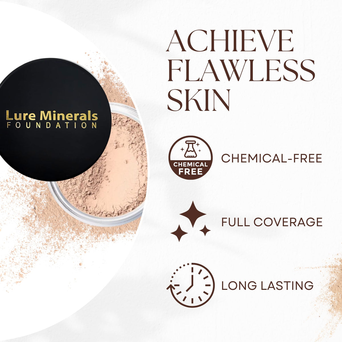 Lure Minerals before and after skin comparison showing evened skin tone benefit