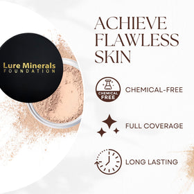 Lure Minerals before and after skin comparison showing evened skin tone benefit