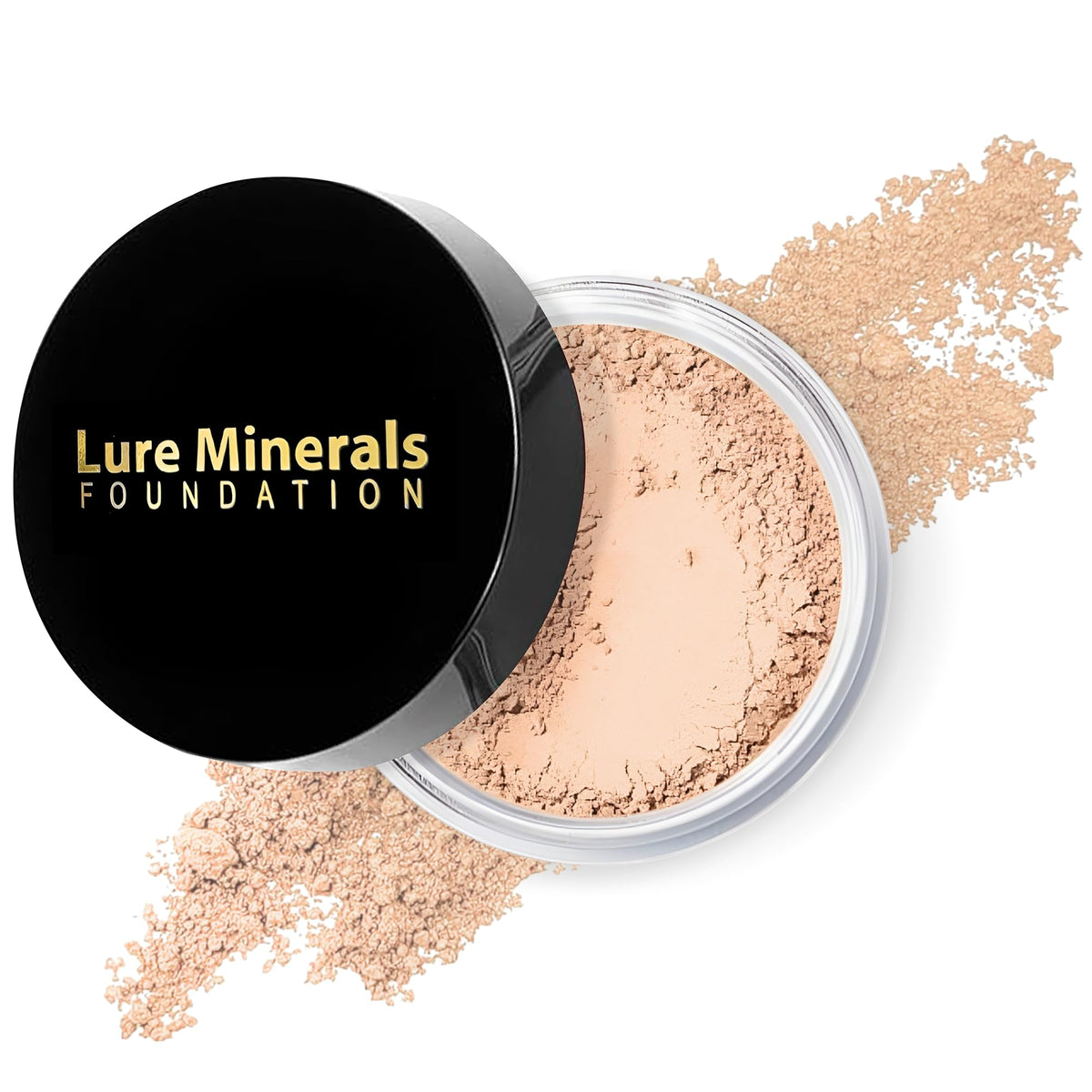 Lure Minerals front packaging showing jar and shade selection benefits ease