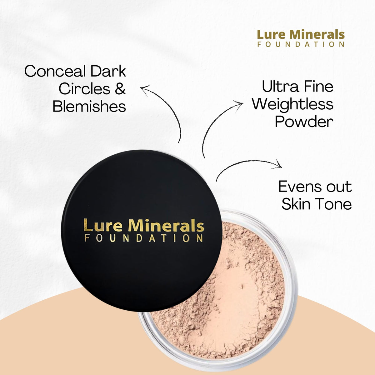 Lure Minerals jar next to coin for scale showing compact travel-friendly benefit