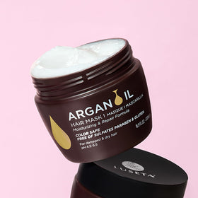 Close-up of Luseta label and ingredients indicating color-safe formula