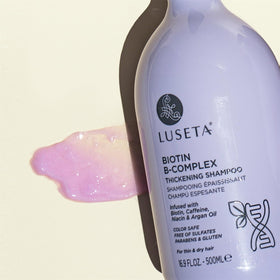 LUSETA bottle staged in bathroom setting suggesting daily use