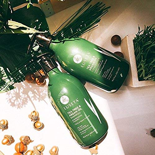 Luseta bathroom lifestyle use depicting soothing scalp care at home
