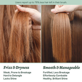 LUSĒTA conditioner creamy drop detail showing smoothing texture and anti-frizz benefit
