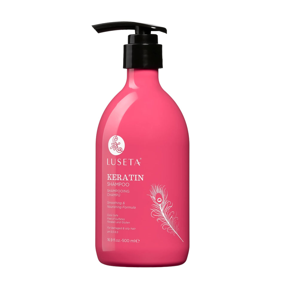 LUSETA front bottle 16.9 oz showing product packaging and benefits