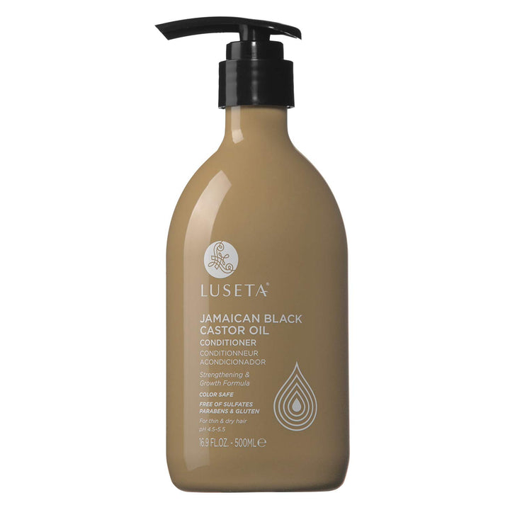 LUSETA front bottle showing conditioner and benefit of thicker hair
