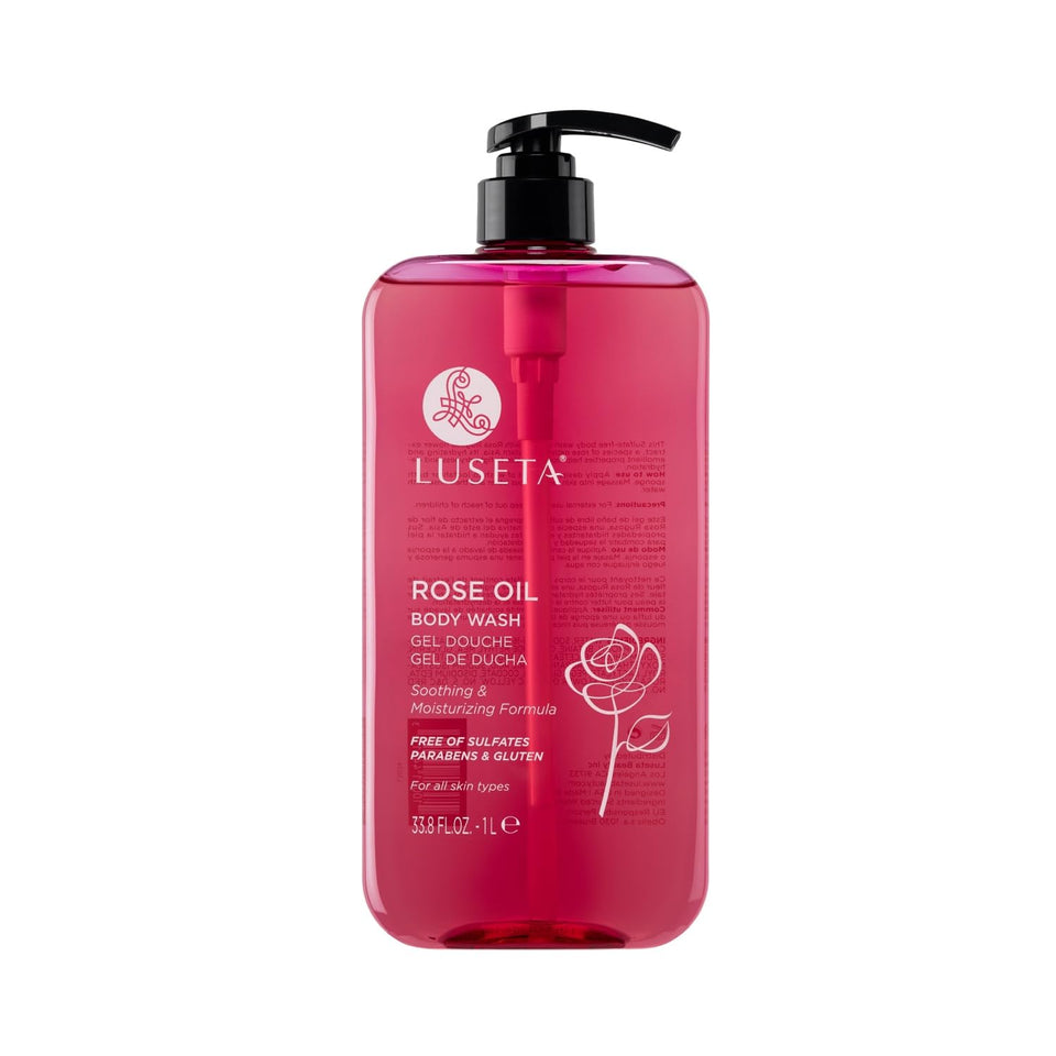 Luseta front packaging 33.8oz bottle showing product and benefit: long-lasting hydration