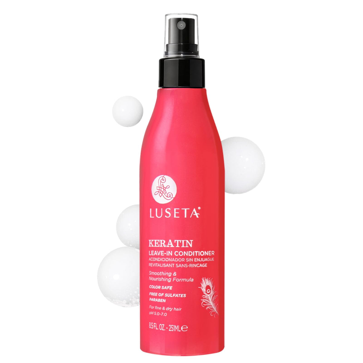 Luseta front packaging showing bottle and branding, highlights size and benefit