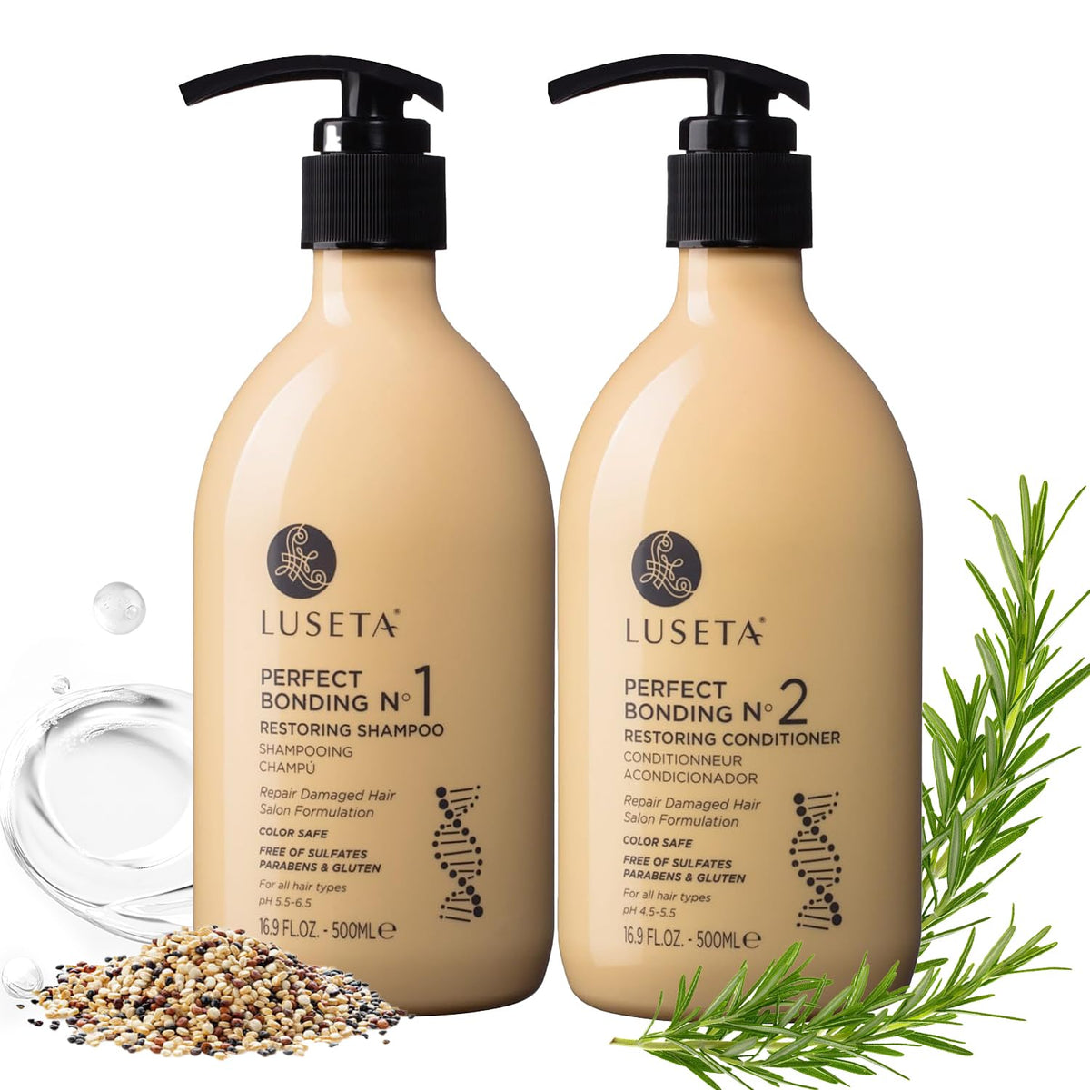 LUSETA front packaging bottles showing set benefits