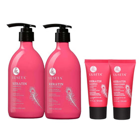 Luseta front packaging showing full-size bottles and travel duo for easy travel