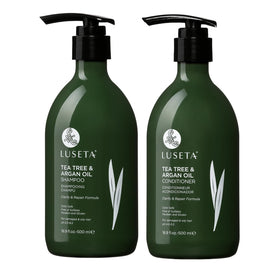 LUSĒTA front packaging showing shampoo and conditioner, conveys full routine