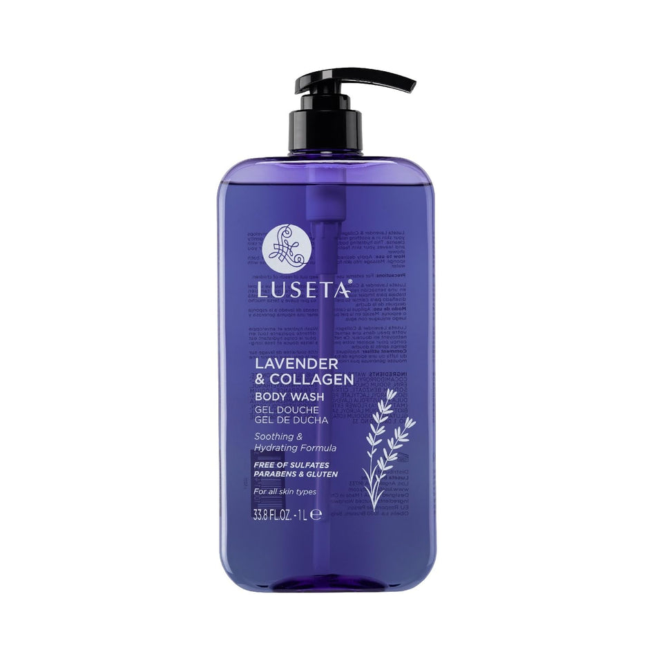Luseta front packaging bottle showing calming lavender scent and large size