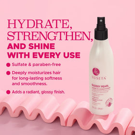 Luseta pump dispensing leave-in conditioner highlighting easy application benefit