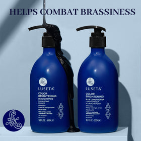 Luseta product in shower on wet hair, shows in-use toning routine benefit
