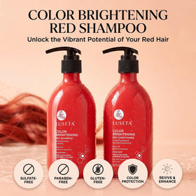 Luseta in-use photo applying shampoo to wet red hair to refresh warm pigments
