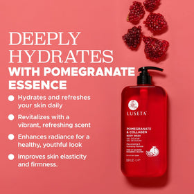Luseta pomegranate ingredient focus highlighting antioxidant benefit for skin