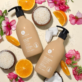 LUSETA rice and ginger display illustrating natural ingredient benefits