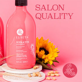 LUSETA keratin shampoo foam texture demonstrating gentle lather