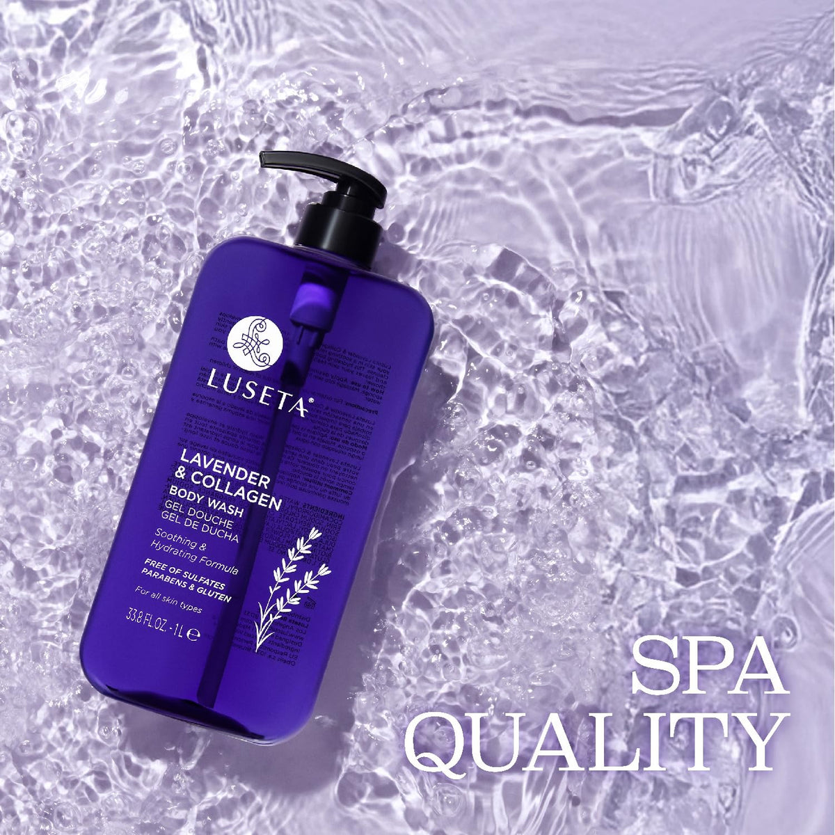 Close-up of Luseta label claims showing sulfate and paraben free reassurance