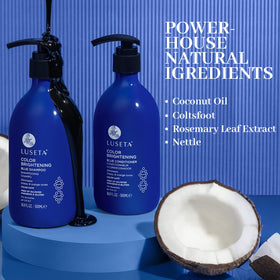 Luseta label close-up listing ingredients and sulfate-free claim, supports safer formula choice