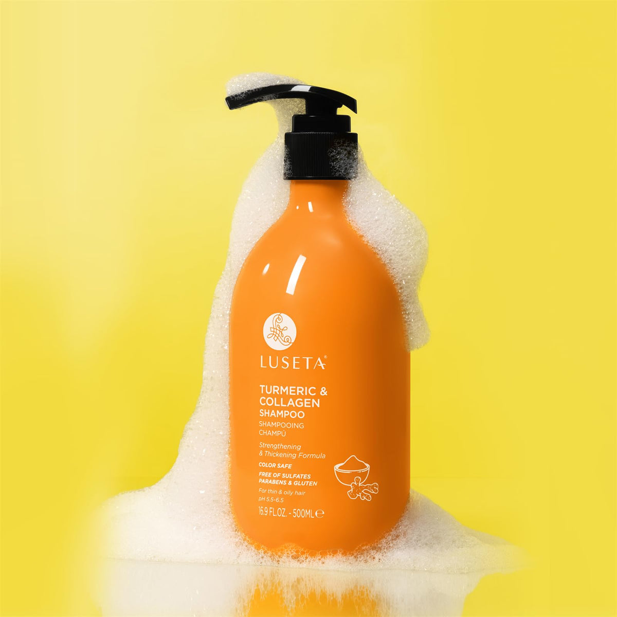 Luseta product styled on bathroom shelf showing salon-quality aesthetic