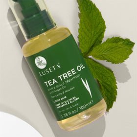 Luseta in bathroom routine setting suggesting integration with shampoo and conditioner