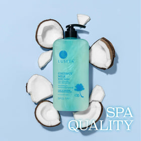 Luseta displayed on bathroom shelf suggesting a spa-like bathing benefit