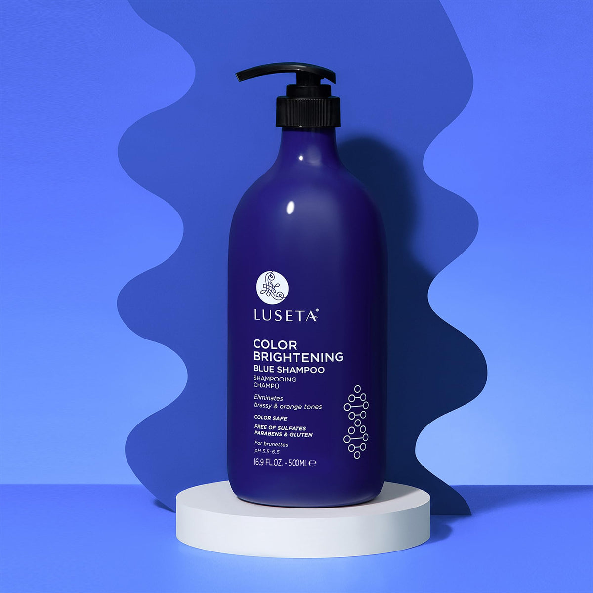 Luseta on bathroom shelf in lifestyle setting indicating salon-maintenance at home