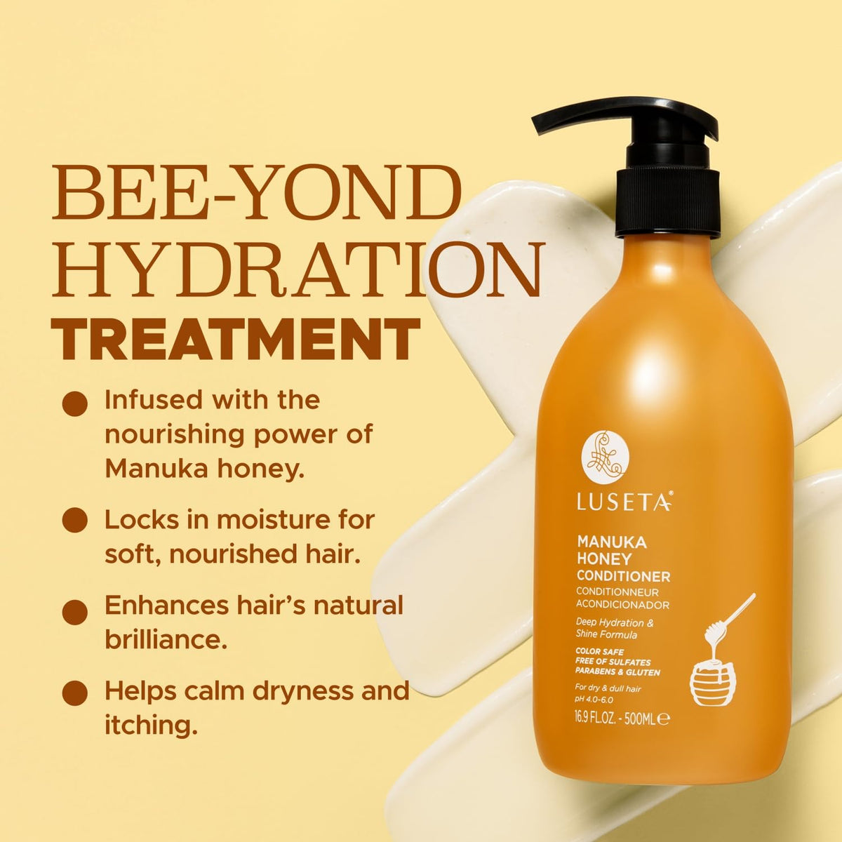 LUSÉTA creamy conditioner texture close-up showing moisturizing consistency