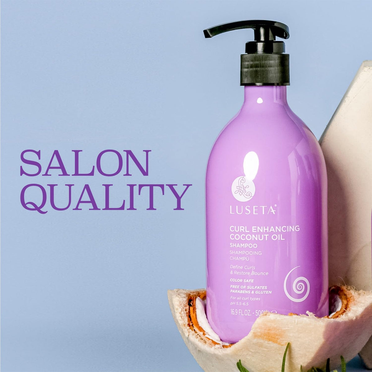 LUSATA shampoo pour close-up revealing creamy texture for gentle moisturizing action