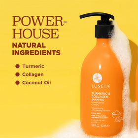 Luseta shampoo pouring into hand illustrating easy application and control
