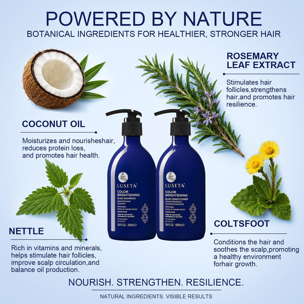 Luseta shampoo pouring into hand, demonstrates easy application and controlled dosing