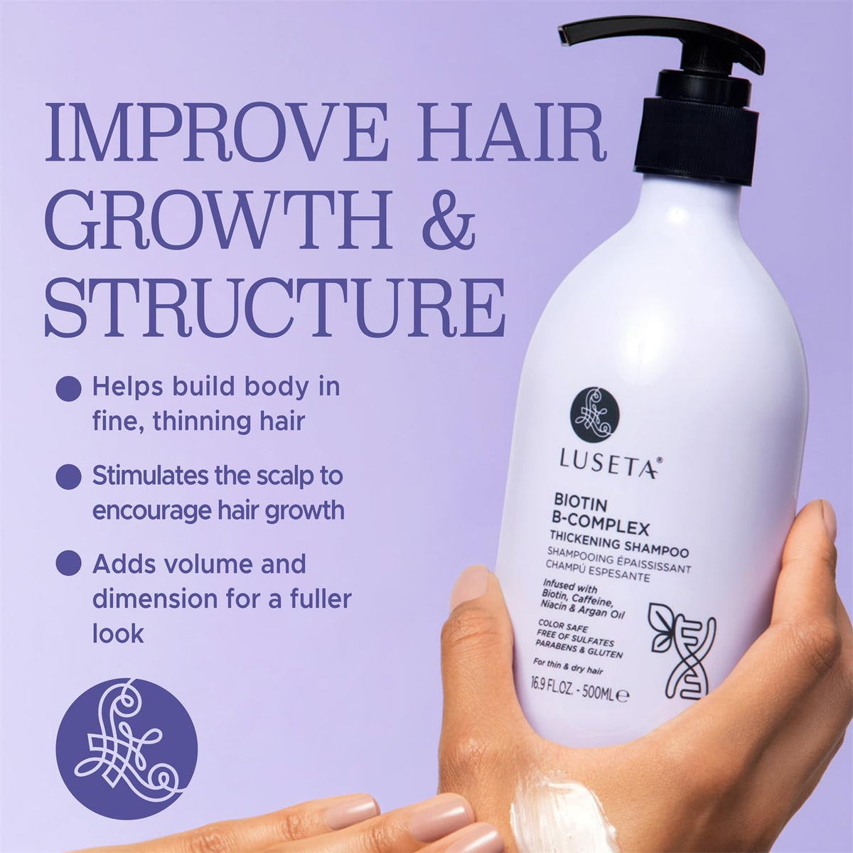 LUSETA pump dispensing shampoo texture for easy application
