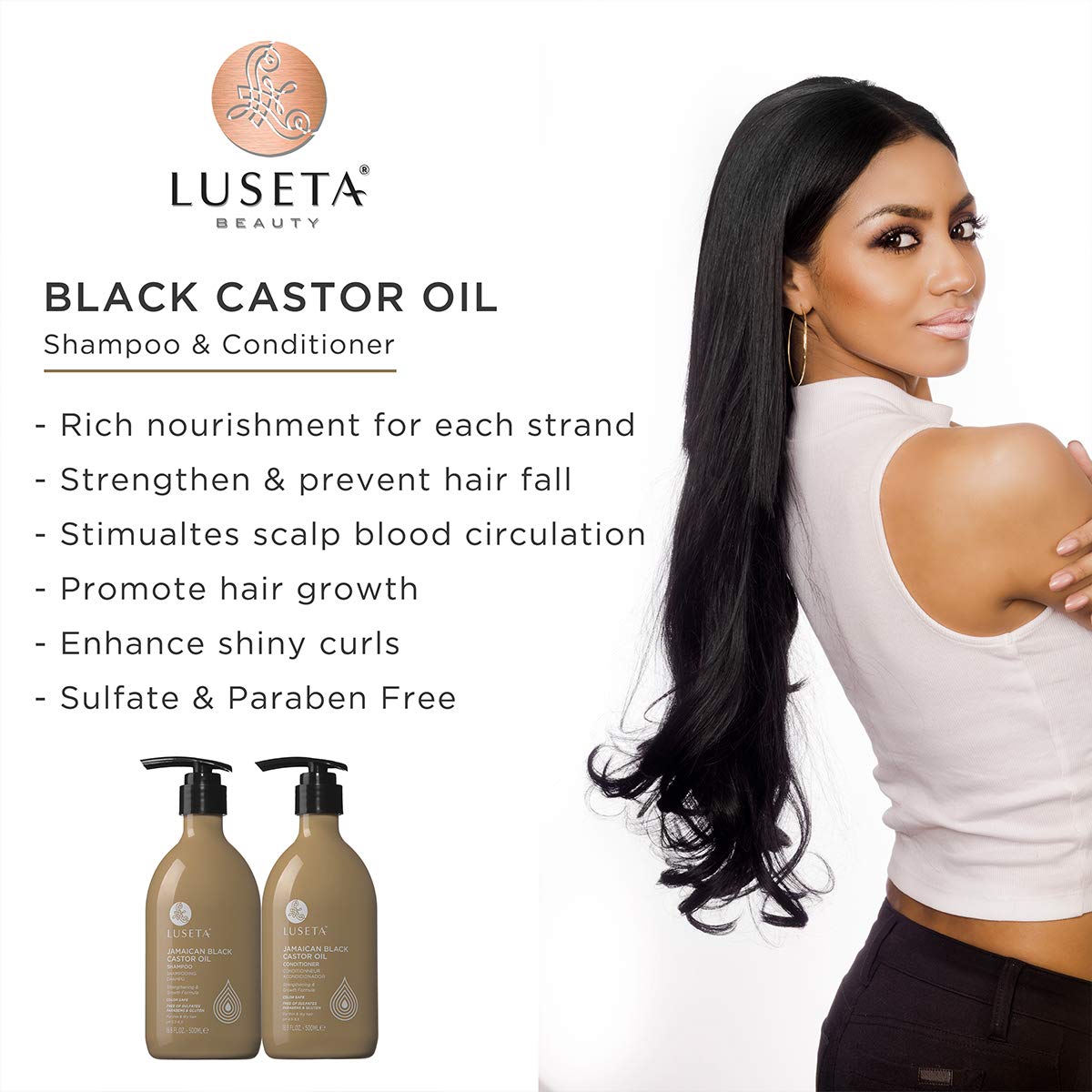 Luseta label and pump detail highlighting ingredients and pH