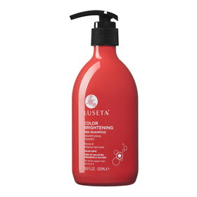 Luseta front packaging showing red shampoo and color information for vivid tones
