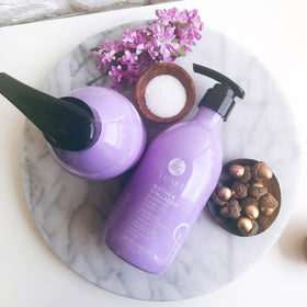 LUSETA shampoo on bathroom shelf showing everyday routine benefit
