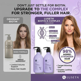 LUSETA shampoo bottle closeup highlighting label and texture