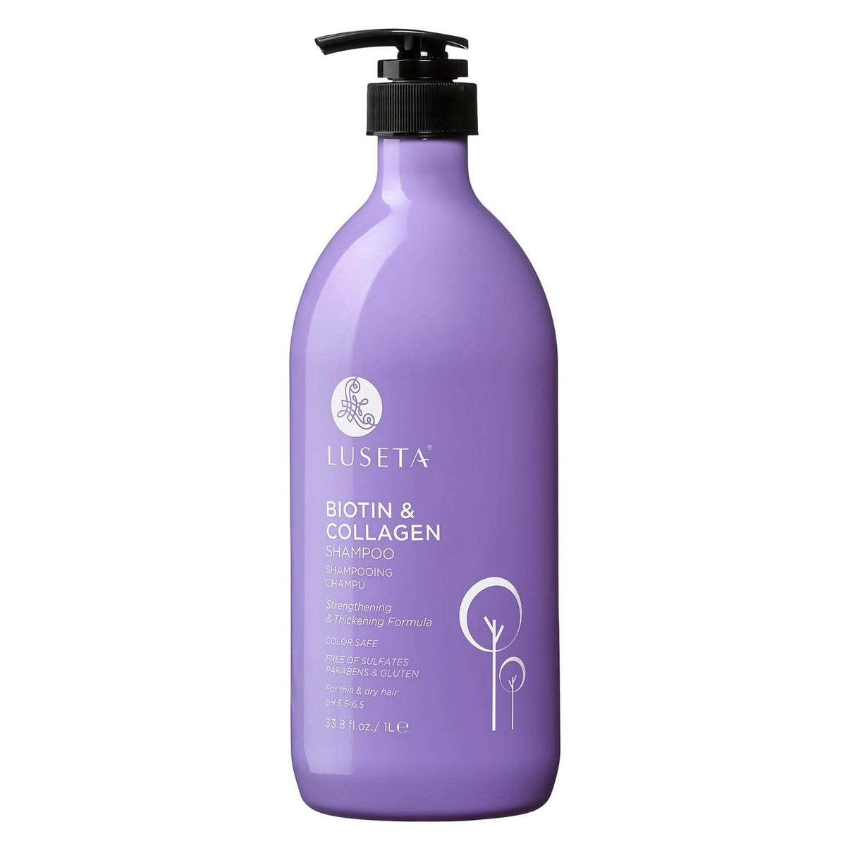 LUSETA front bottle view showing product and size benefit