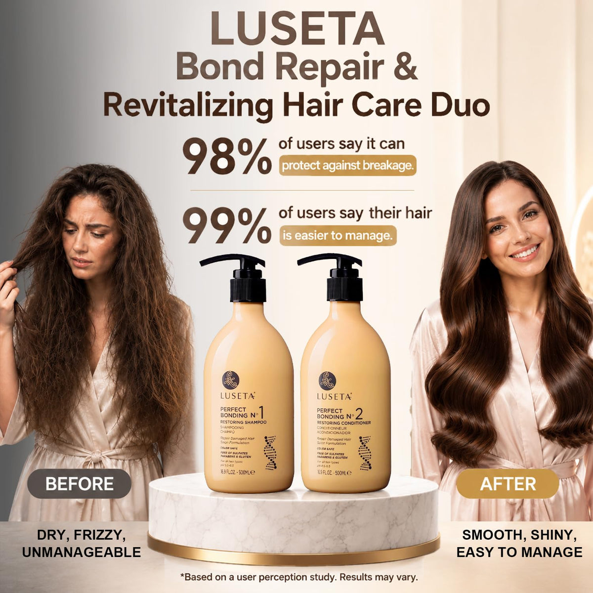 LUSETA shampoo in hand lathering to cleanse effectively