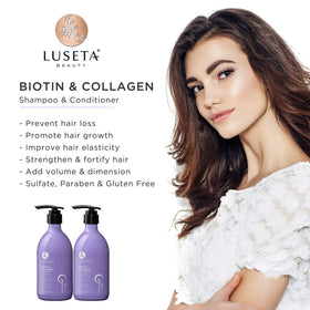 LUSETA close-up of biotin and collagen ingredients for strength